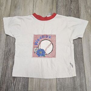 Weebok Reebok Vintage Baseball Gingham Graphic Tee Shirt Toddler Girls 3T Red